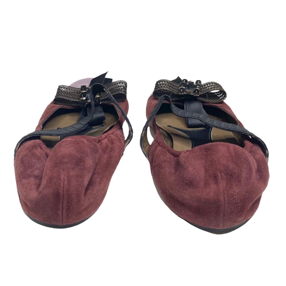 Marni ♔ Mary Jane Ballet Flats ♔ Lavender Suede + Black Crystal Embellishment ♔ - Picture 6 of 16